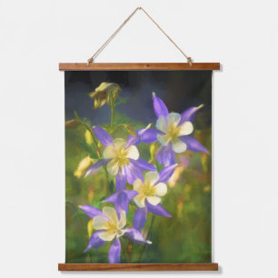 Colorado Blue Columbine Painting - Original Art Wandteppich Mit Holzrahmen