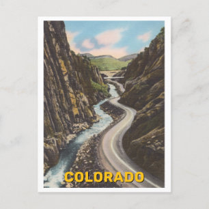 Colorado Canyon Vintage Straße und Fluss Postkarte