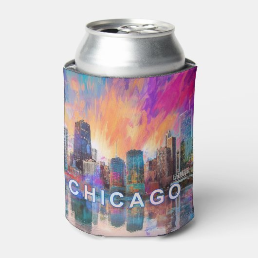 Colorado Chicago Skyline Abstrakt Art Dosenkühler (Kanne Vorderseite)