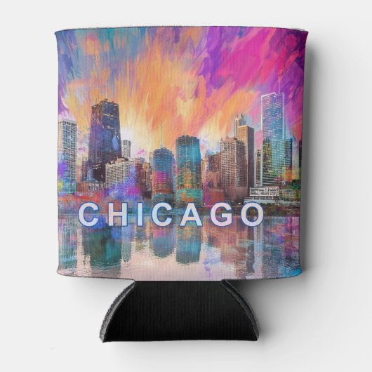 Colorado Chicago Skyline Abstrakt Art Dosenkühler (Vorderseite)