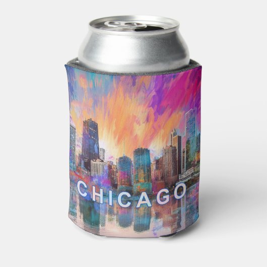 Colorado Chicago Skyline Abstrakt Art Dosenkühler (Kanne Rückseite)