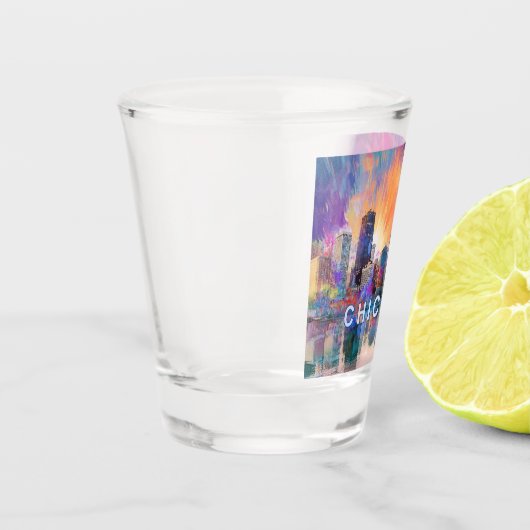 Colorado Chicago Skyline Abstrakt Art Schnapsglas (Links)