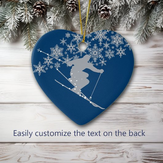 Colorado Christmas Snowflake Skier Keramikornament