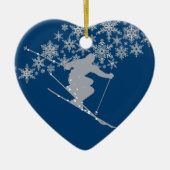 Colorado Christmas Snowflake Skier Keramikornament (Vorne)