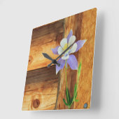 Colorado Columbine und Holz Quadratische Wanduhr (Winkel)