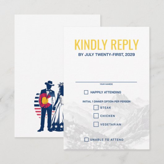 Colorado Couple Food Choice RSVP Karte (Vorne/Hinten)
