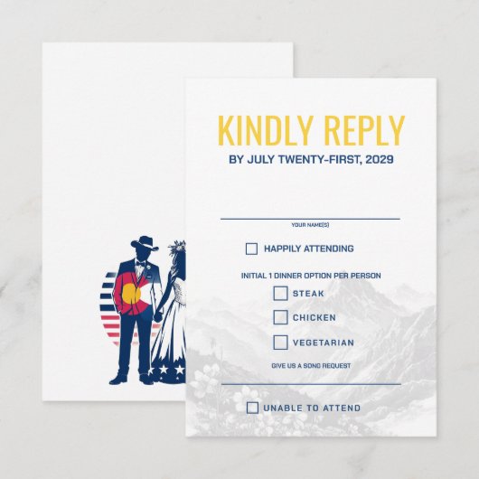 Colorado Couple Food Choice RSVP Karte (Vorne/Hinten)