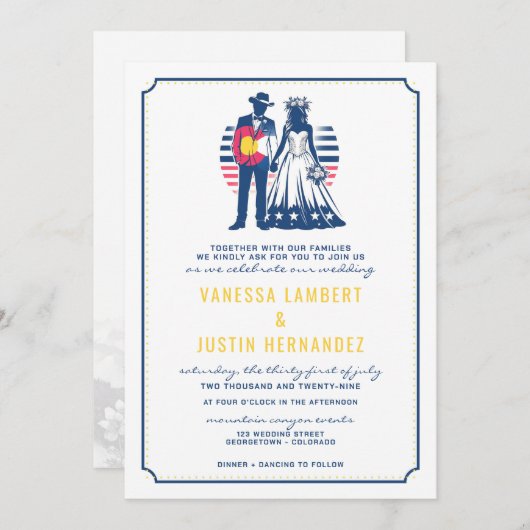 Colorado Couple Wedding Einladung mit QR Code (Vorne/Hinten)