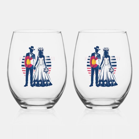 Colorado Couple Weinglas Ohne Stiel (Vorderseite)