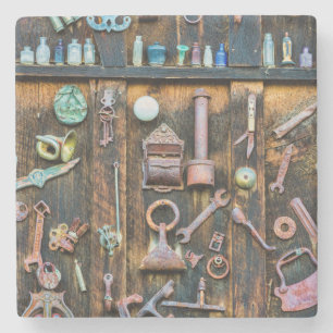 Colorado, Crested Butte. Antiquitätensammlung Steinuntersetzer