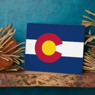 Colorado: Die Centennial-Flagge eines US-Bundessta Fotoplatte