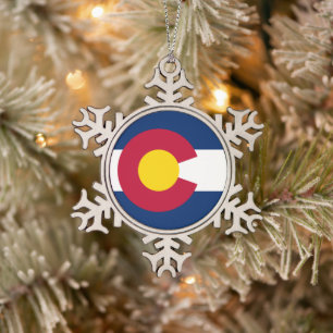 Colorado: Die Flagge des hundertjährigen US-Bundes Schneeflocken Zinn-Ornament