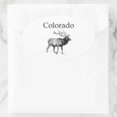 Colorado Elk (line art) Ovaler Aufkleber (Tasche)