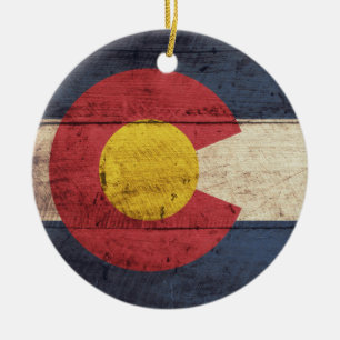 Colorado-Fahne aus Holz Keramikornament