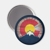Colorado Fahne rustikaler Holzmagnet Magnet (Vorderseite/Rückseite)