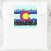 Colorado Fahnendenver Skyline-Sticker Quadratischer Aufkleber (Tasche)