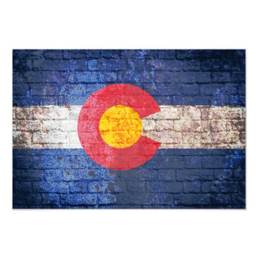 Colorado Fahnengrunge Backsteine-Poster Fotodruck (Vorne)