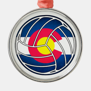 Colorado Fahnenvolleyball rund um Metall Silbernes Ornament