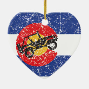Colorado Flag 4 Wheel Keramik Ornament