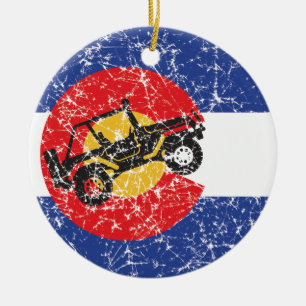 Colorado Flag 4 Wheeler Keramik Ornament