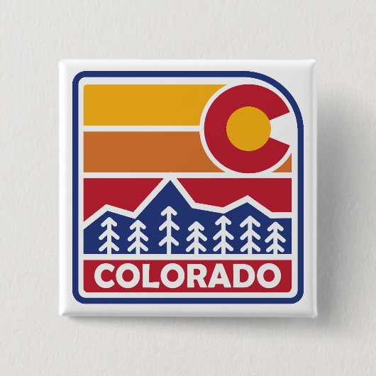 Colorado Flag Berg und Bäume Button (Vorderseite)