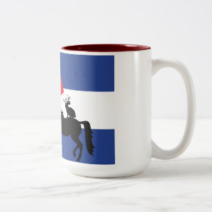 Colorado Flag, Bigfoot, Einhorn und Jackalope Zweifarbige Tasse