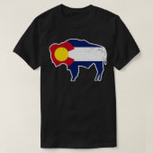 Colorado Flag Buffalo Bison Art T-Shirt (Design vorne)