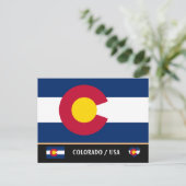 Colorado Flag & Colorado Staat USA/Amerika Postkarte (Stehend Vorderseite)