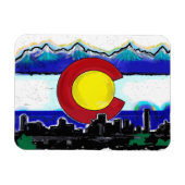 Colorado Flag denver skyline künstlerischer Magnet (Horizontal)