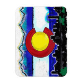 Colorado Flag denver skyline künstlerischer Magnet (Vertikal)