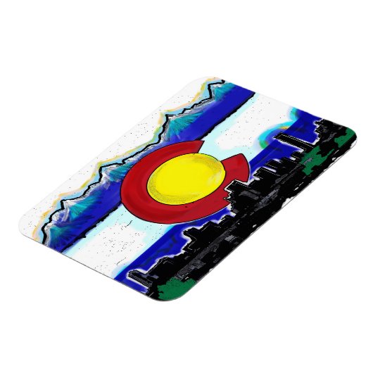 Colorado Flag denver skyline künstlerischer Magnet (Linke Seite)