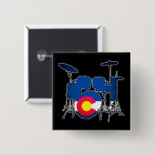 Colorado Flag Drums-Quadrat Button (Vorne & Hinten)