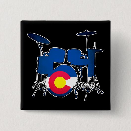 Colorado Flag Drums-Quadrat Button (Vorderseite)