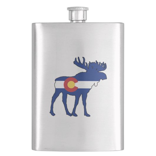 Colorado-Flag-Elch Flachmann (Vorderseite)