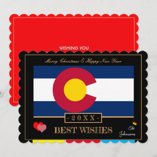 Colorado Flag & Happy New Year / Best Wishings USA Feiertagskarte