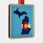 Colorado Flag Michigan Kontur Silbernes Ornament (Rechts)