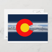 Colorado Flag mit den Bergen Postkarte (Vorne/Hinten)