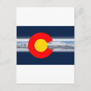 Colorado Flag mit den Bergen Postkarte