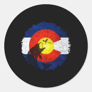 Colorado Flag mit Fischen s Runder Aufkleber