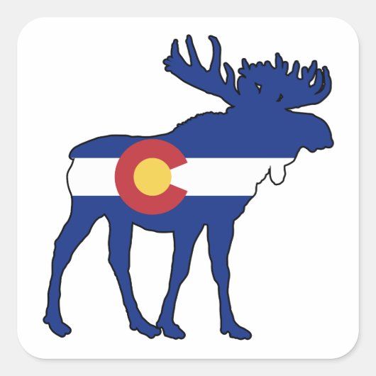 Colorado Flag Moose Quadratischer Aufkleber (Vorderseite)