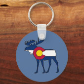 Colorado flag moose round keychain schlüsselanhänger (Vorderseite)