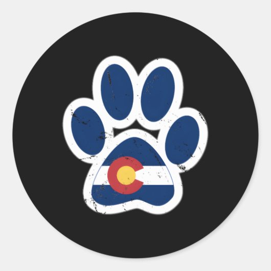 Colorado Flag Paw Print Runder Aufkleber (Vorderseite)