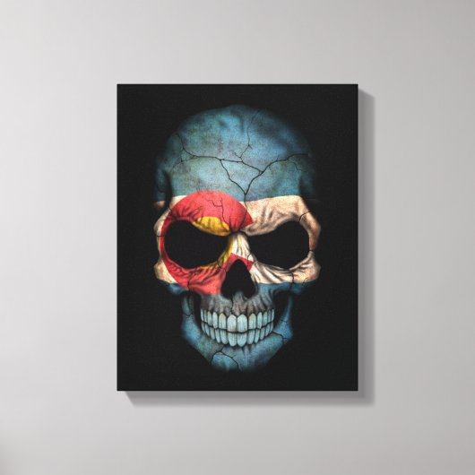 Colorado Flag Skull auf Schwarz Leinwanddruck (Vorderseite)