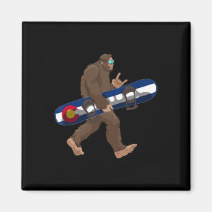 Colorado Flag Snowboarden Bigfoot für Snowboarder Magnet