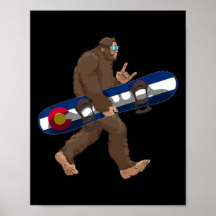 Colorado Flag Snowboarden Bigfoot für Snowboarder Poster