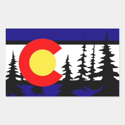 Colorado Flag Tree Silhouette Rechteckiger Aufkleber (Vorderseite)