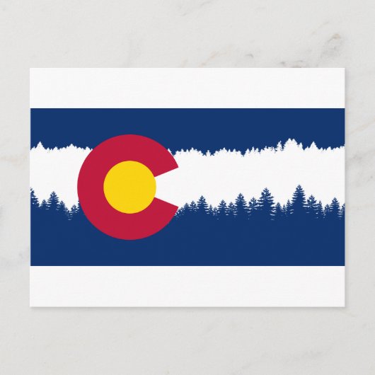 Colorado Flag Treeline Silhouette Postkarte (Vorderseite)