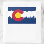 Colorado Flag Treeline Silhouette Rechteckiger Aufkleber (Tasche)