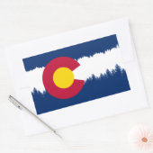 Colorado Flag Treeline Silhouette Rechteckiger Aufkleber (Umschlag)