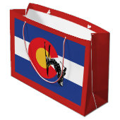 Colorado Flag und Skier Große Geschenktüte (Rückseite Schrägansicht)